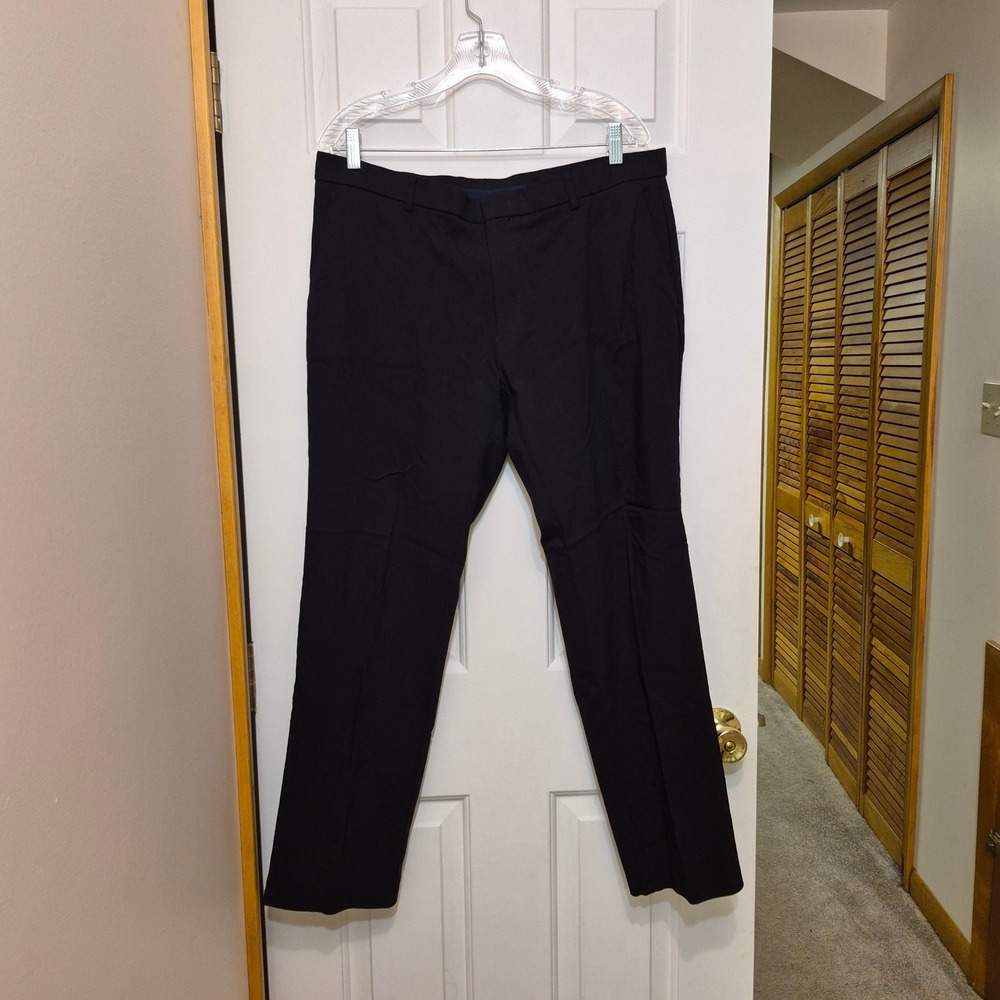 Ralph Lauren Mens Black Straight Leg Dress Pants 36W x 30L Rayon Blend Stretch